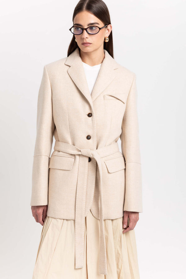 Nehera Light Beige Alpaca Wool Tailored Jacket
