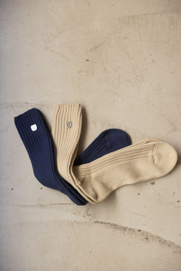 Nehera Light Beige Pure Cotton Ribbed Socks