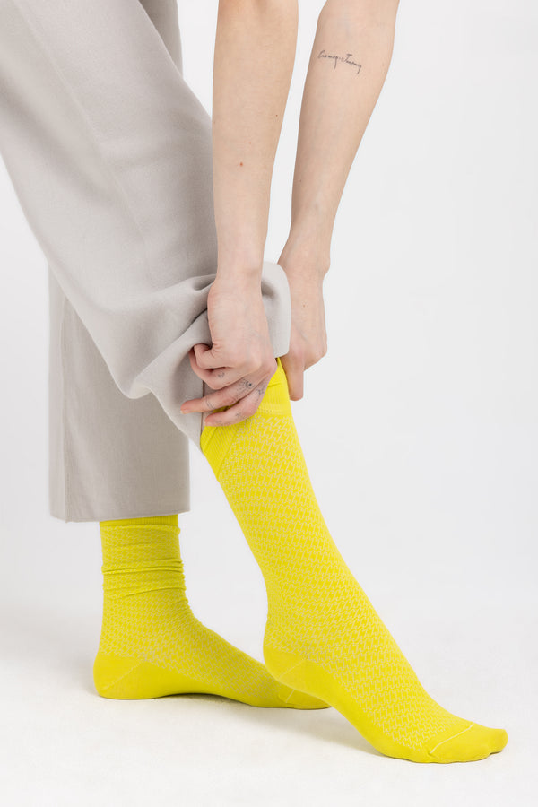Nehera Lime Cotton Blend Socks With Fine Pattern