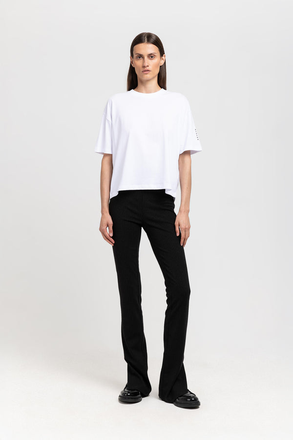 nehera 'LOGO SLEEVE' White cotton boxy fit t-shirt