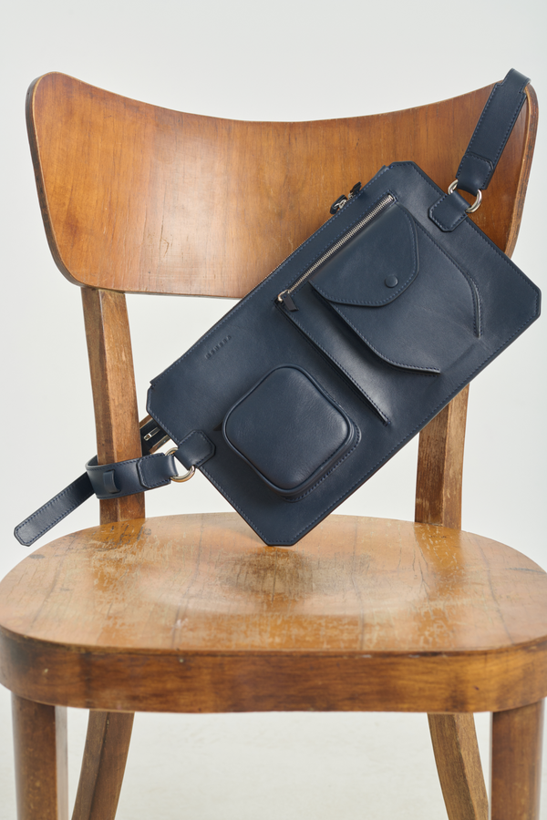 nehera Night blue leather belt bag