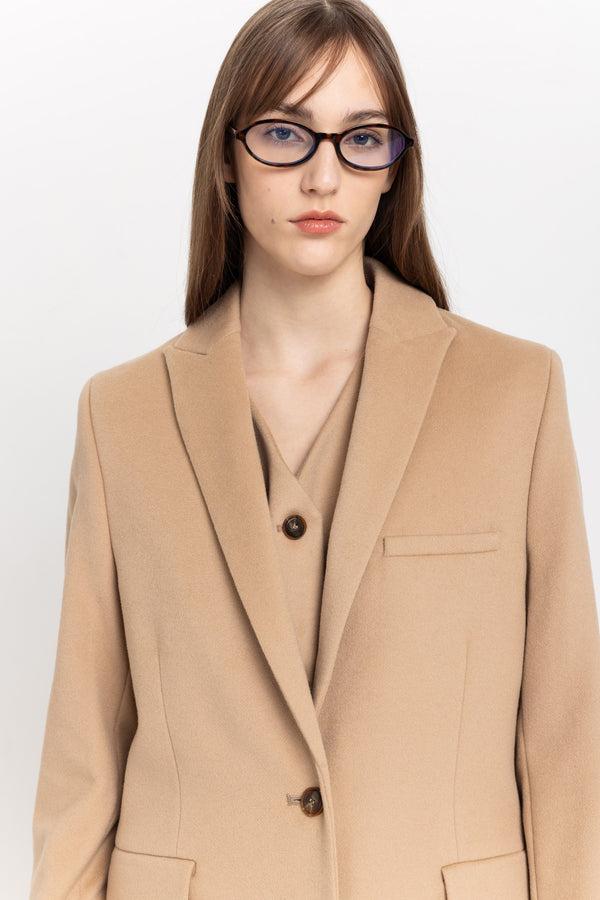 Nehera Oatmeal Wool Cashmere Melton Tailored Coat