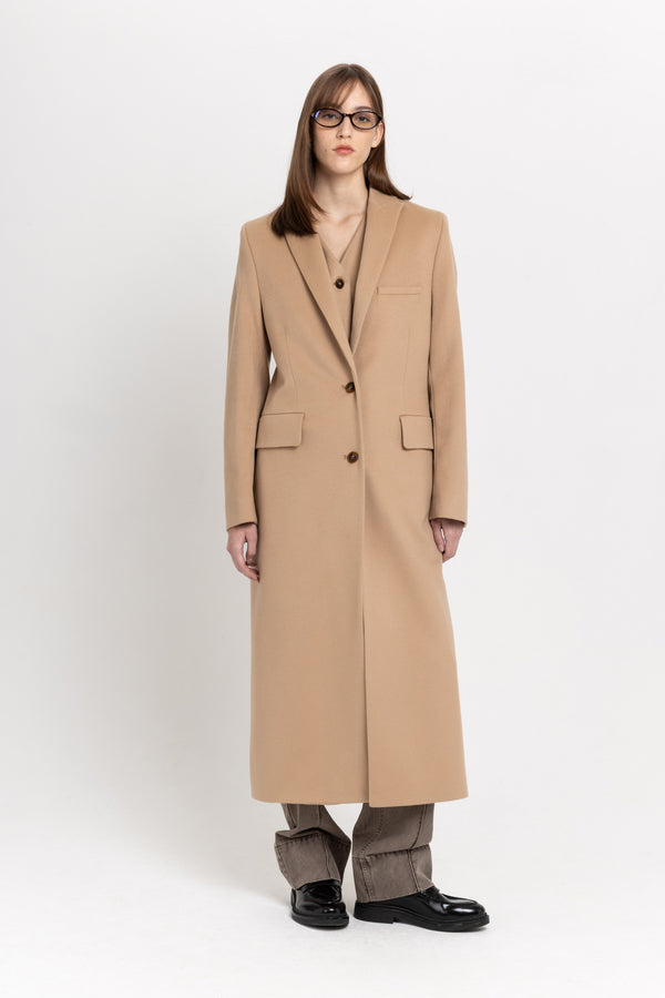 Nehera Oatmeal Wool Cashmere Melton Tailored Coat