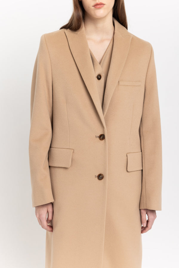 Nehera Oatmeal Wool Cashmere Melton Tailored Coat