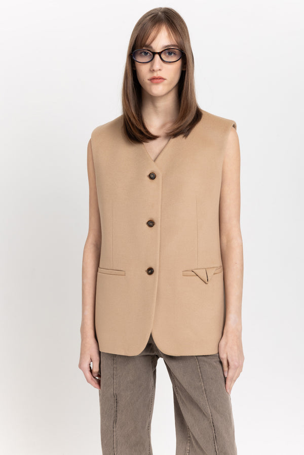 Nehera Oatmeal Wool Cashmere Tailored Vest