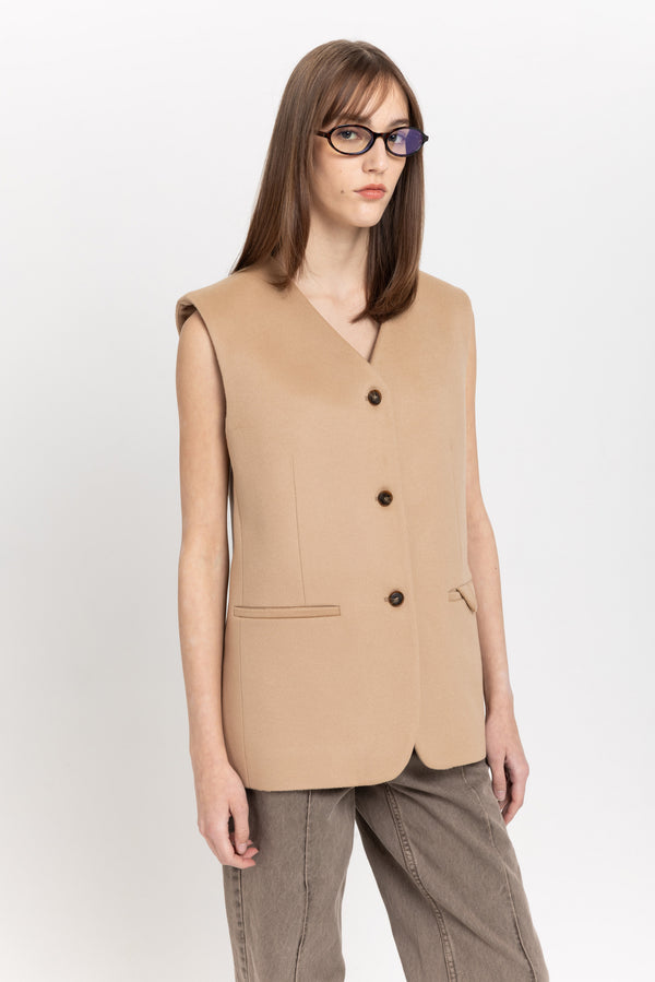 Nehera Oatmeal Wool Cashmere Tailored Vest