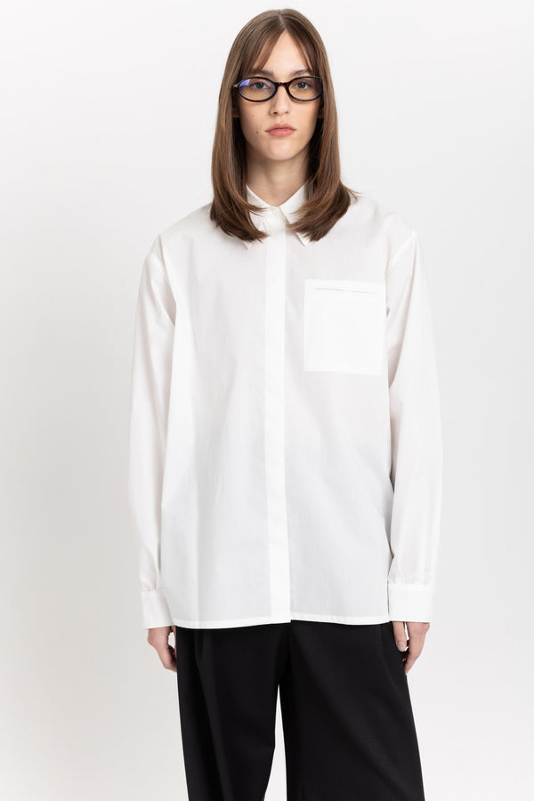 Nehera Off White Cotton Poplin Relaxed Shirt
