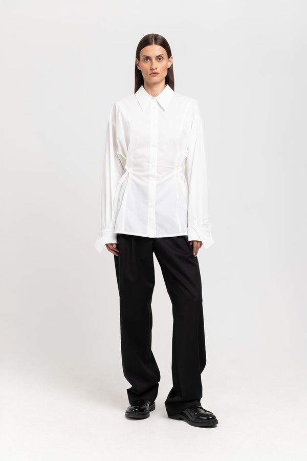 Nehera Off White Cotton Poplin Wrap Shirt