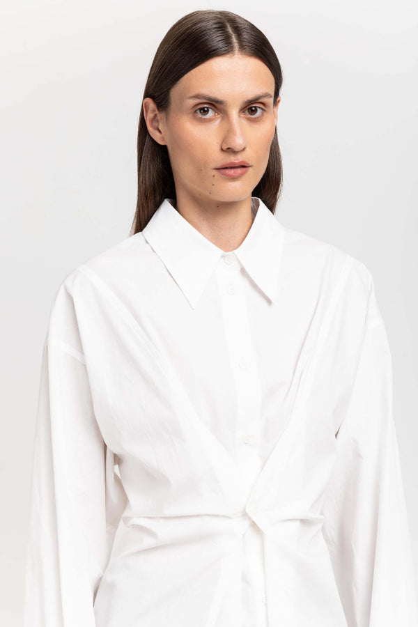 Nehera Off White Cotton Poplin Wrap Shirt