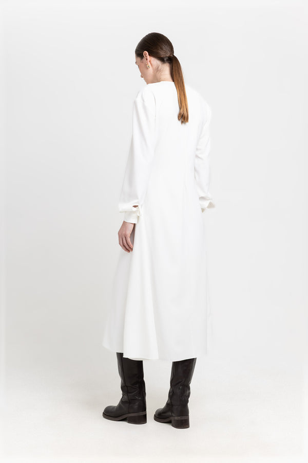 Nehera Off White Elastic Crepe Wrap Dress