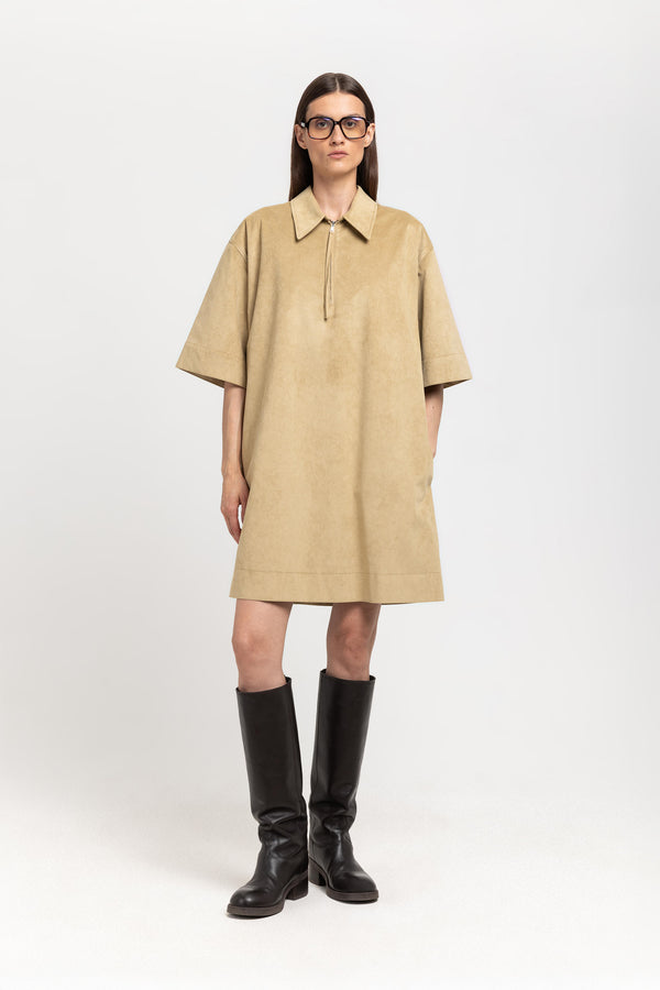 nehera Olive soft alcantra dress
