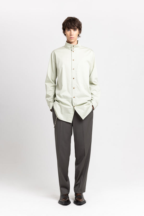 Nehera Pale Sage Sateen Cotton Poplin Long Shirt