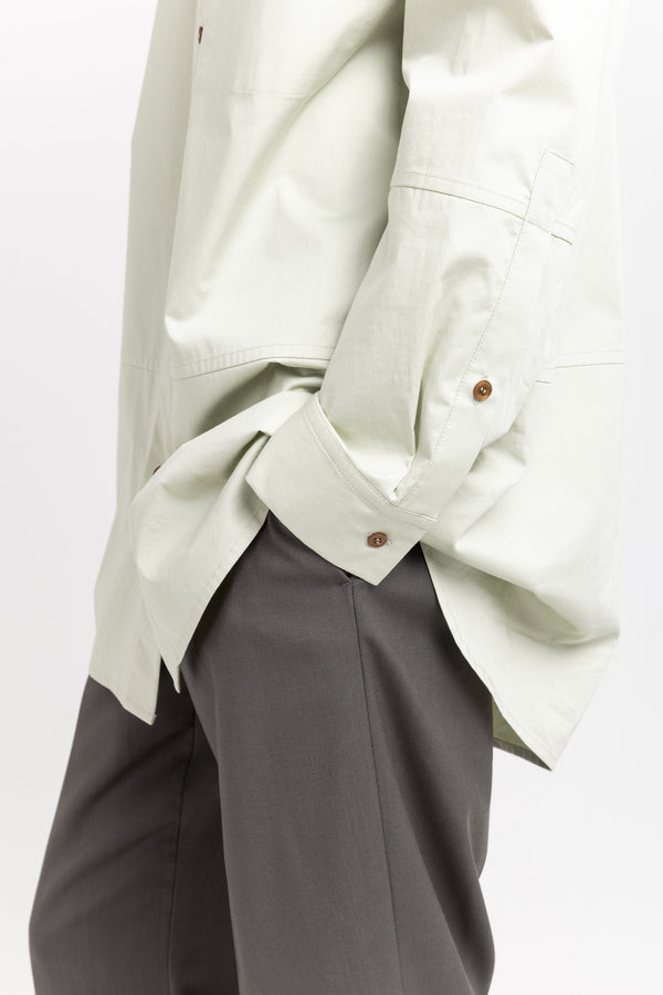 Nehera Pale Sage Sateen Cotton Poplin Long Shirt