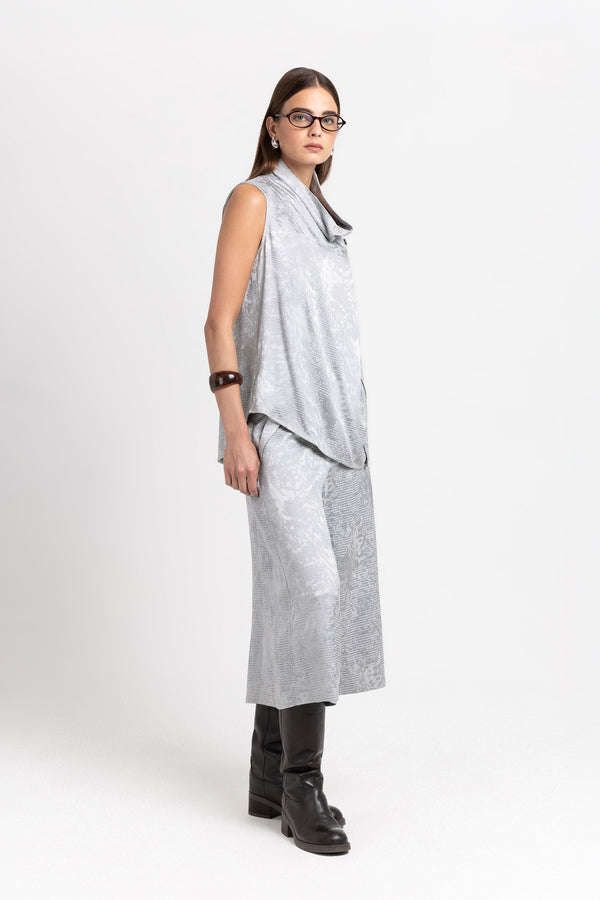 nehera Silver textured draped-front blouse