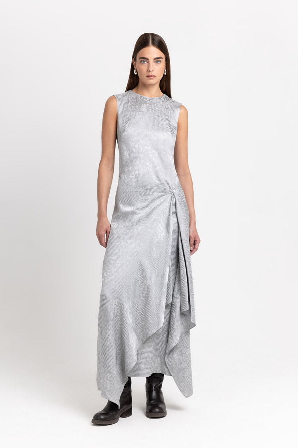Nehera Silver Waffle Texture Sleeveless Dress