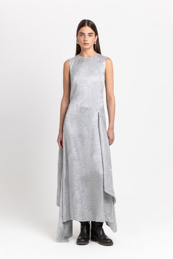 Nehera Silver Waffle Texture Sleeveless Dress