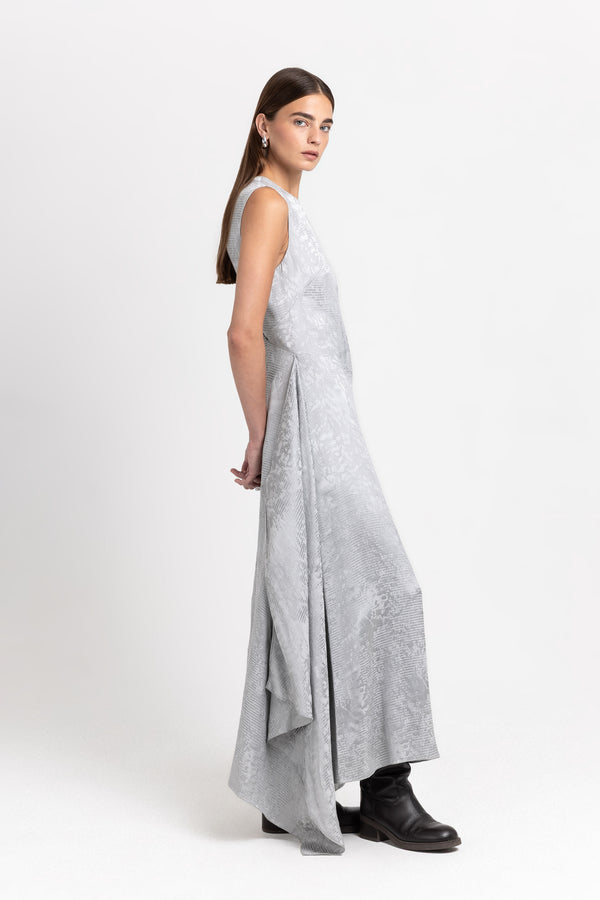 nehera Silver waffle texture sleeveless dress