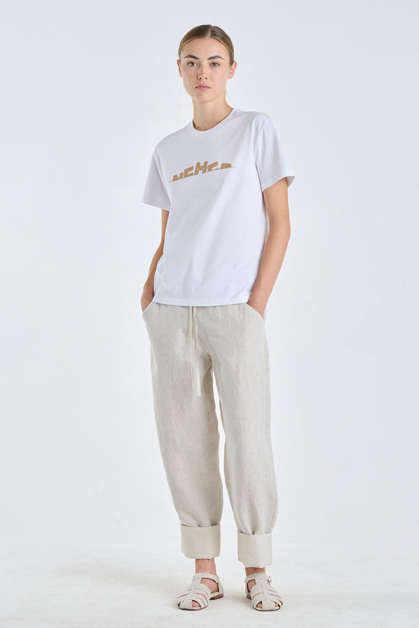 Nehera White Cotton 'HIDE&SEEK LOGO' Jersey T-shirt