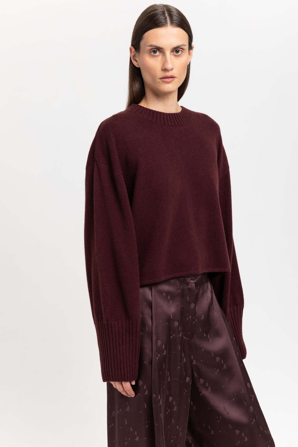 Nehera Wine Red Cashmere Cropped Pullover