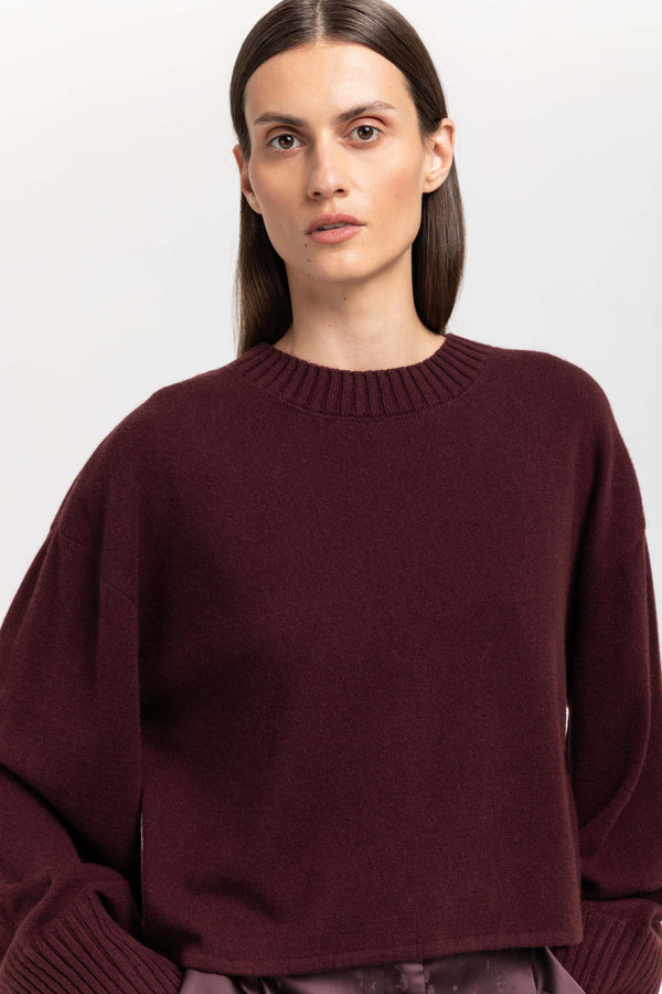 Nehera Wine Red Cashmere Cropped Pullover
