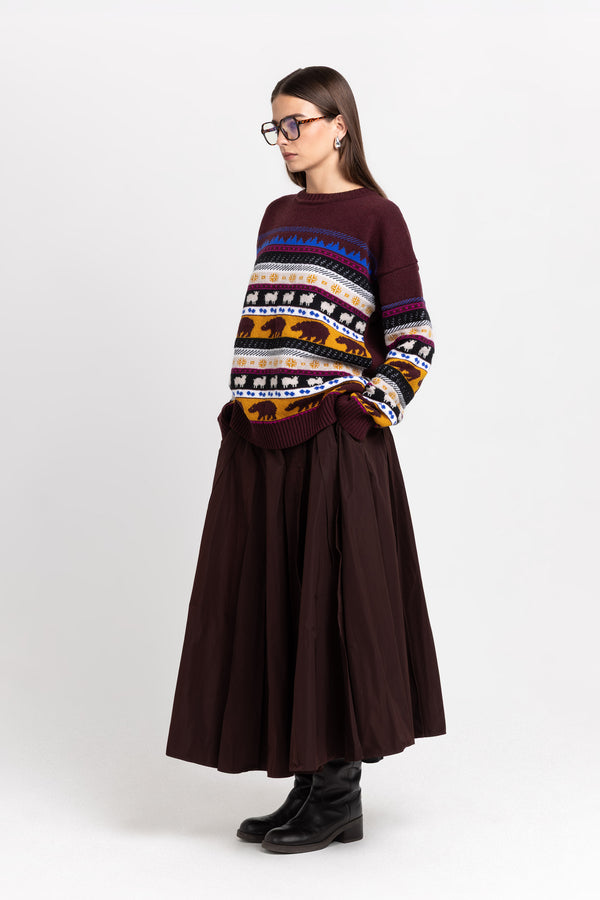 Nehera Wine Red Voluminous Skirt