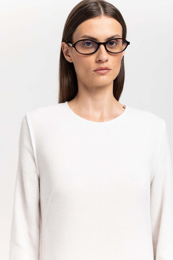 Nehera Off White Cashmere Mousseline Bell Sleeve Midi Dress