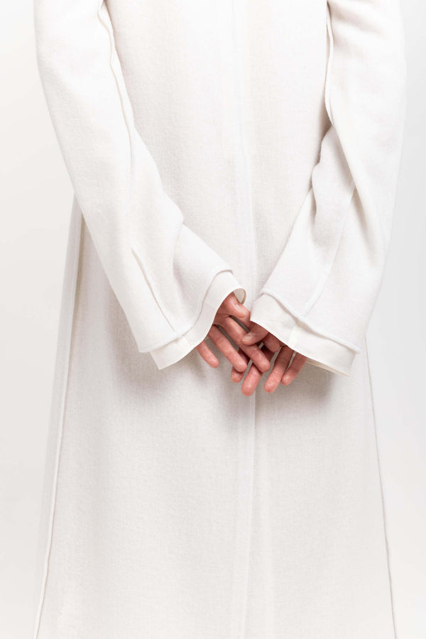 Nehera Off White Cashmere Mousseline Bell Sleeve Midi Dress