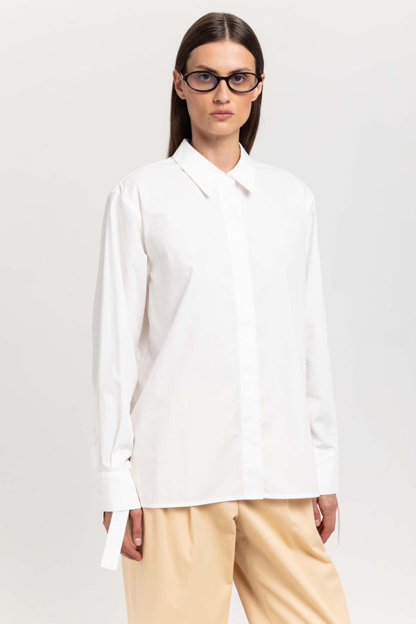 Nehera Off White Cotton Shirt With Creative Sleeves
