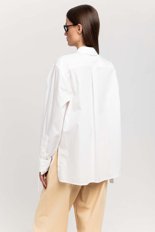 Nehera Off White Cotton Shirt With Creative Sleeves