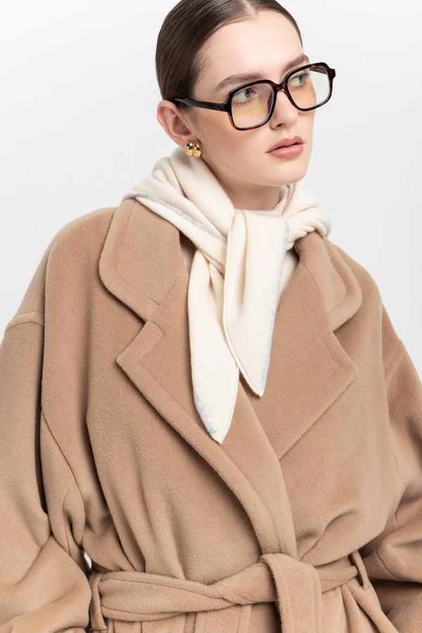 Nehera Pearl White & Grey Dawn Cashmere Triangle Scarf