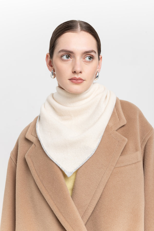 Nehera Pearl White & Grey Dawn Cashmere Triangle Scarf