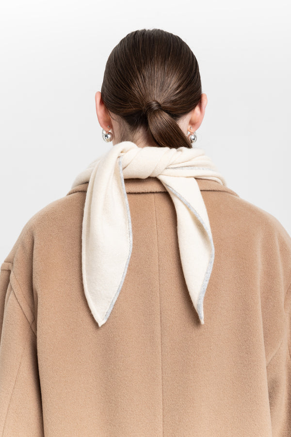 Nehera Pearl White & Grey Dawn Cashmere Triangle Scarf