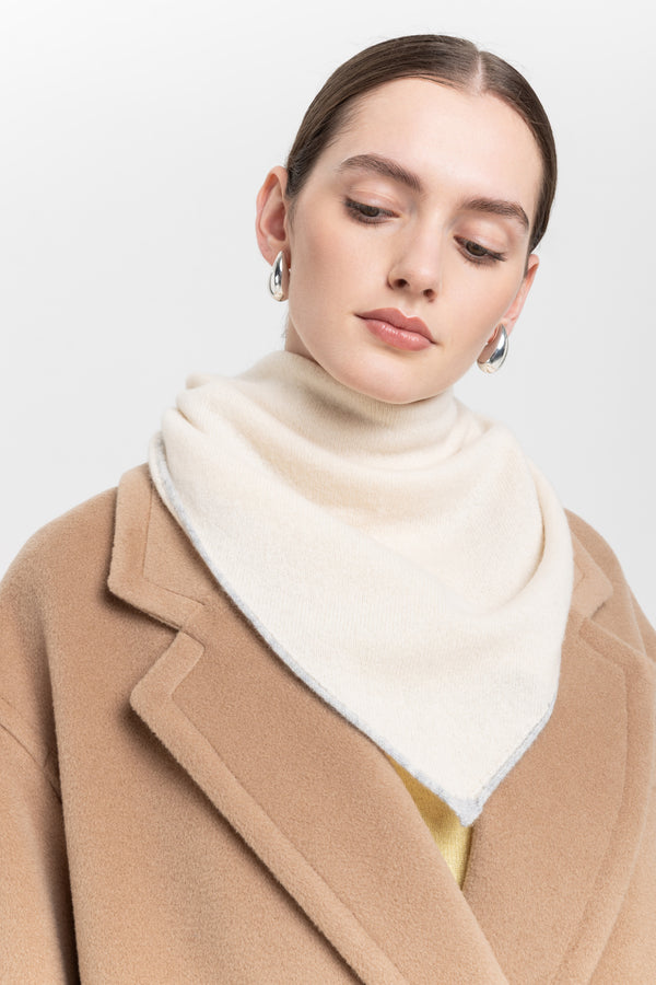 nehera Pearl white & grey dawn cashmere triangle scarf