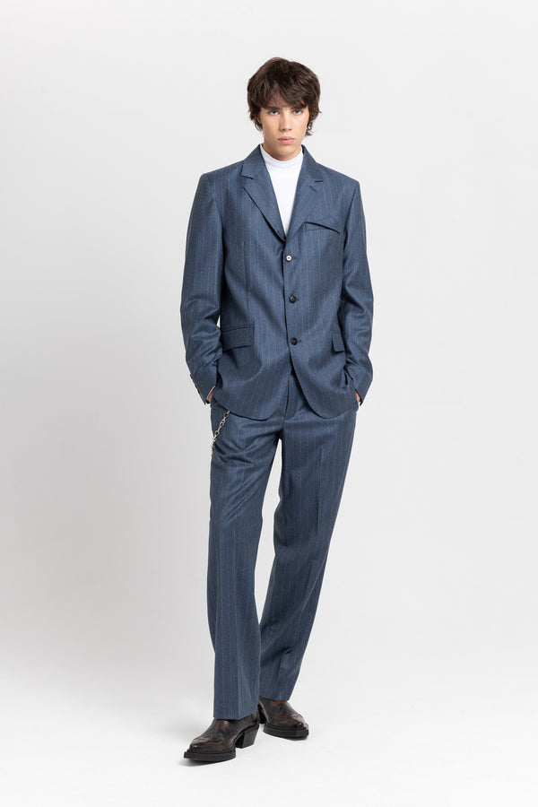 nehera Spruce blue pinstripe soft wool tailored jacket