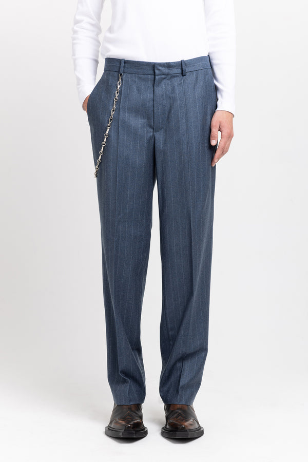 Nehera Spruce Blue Pinstripe Soft Wool Tailored Pants