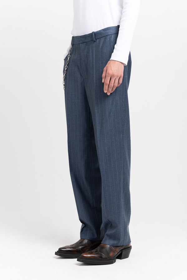 Nehera Spruce Blue Pinstripe Soft Wool Tailored Pants