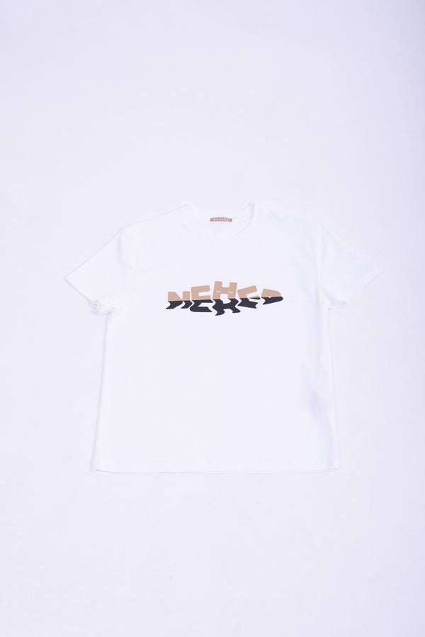 Nehera White Jersey 'HIDE&SEEK LOGO REFLECTION' Jersey T-shirt