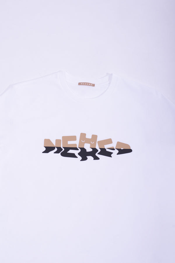 Nehera White Jersey 'HIDE&SEEK LOGO REFLECTION' Jersey T-shirt