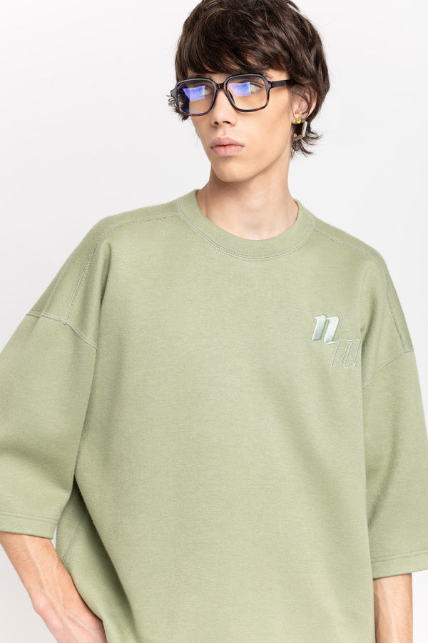 Nehera Willow Green Double Jersey Short Sleeve Sweatshirt