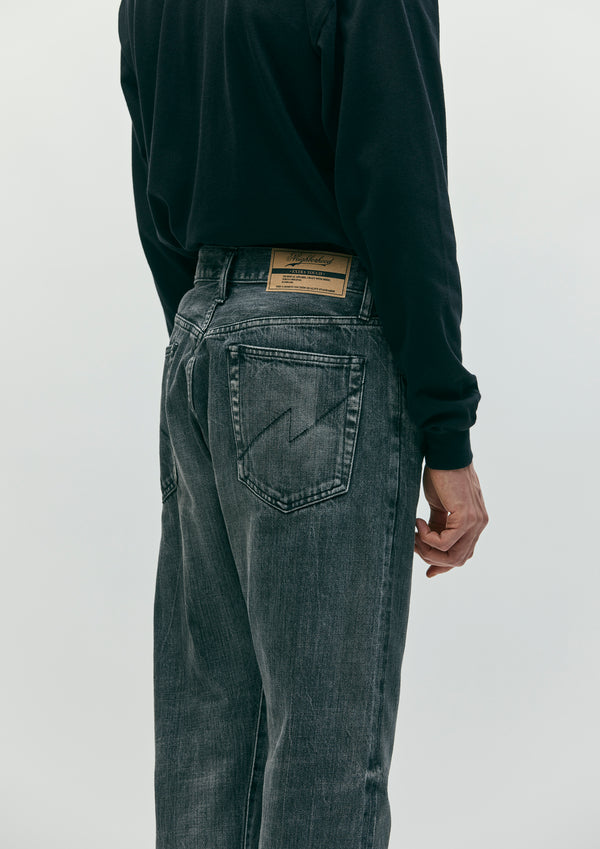 Neighborhood BLACK DENIM WASHED SLIM STRAIGHT PANTS