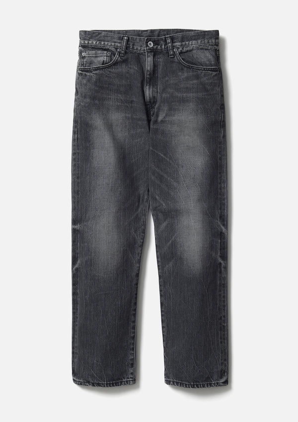 neighborhood BLACK DENIM WASHED SLIM STRAIGHT PANTS