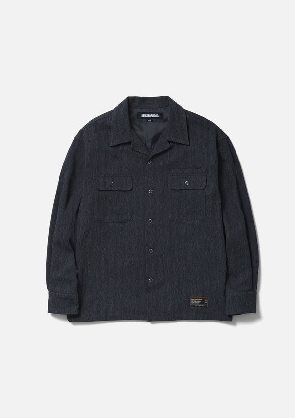 Neighborhood HERRINGBONE OPEN COLLAR SHIRT LS