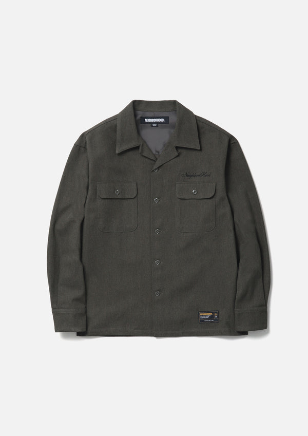 Neighborhood HERRINGBONE OPEN COLLAR SHIRT LS