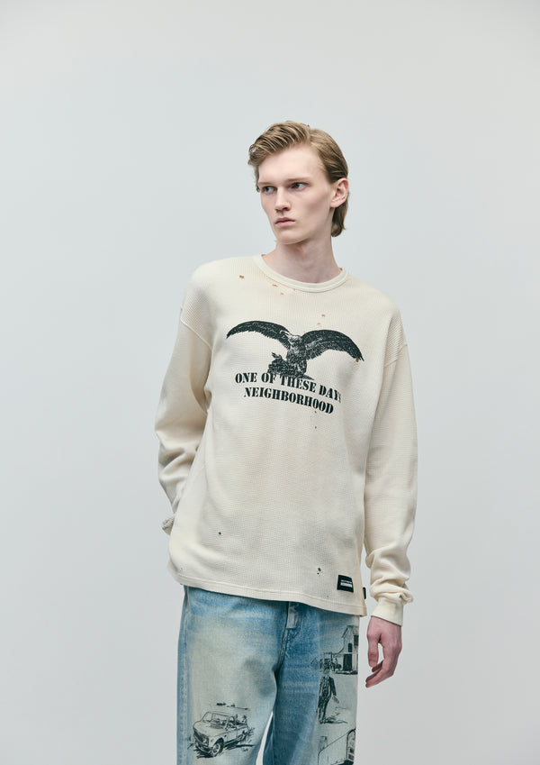 Neighborhood NH X OOTD . WAFFLE FABRIC CREWNECK LS