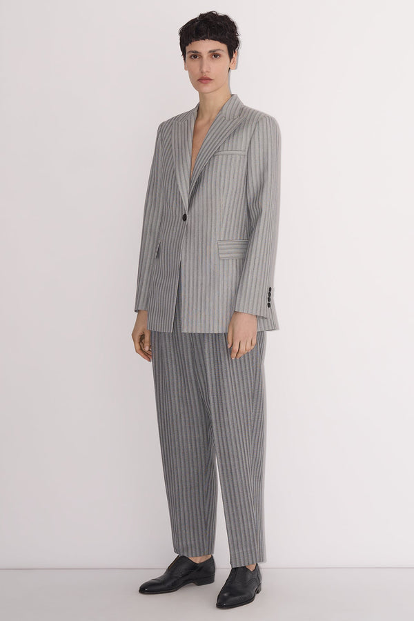 Nellie Partow Bow Jacket Light Grey Stripe