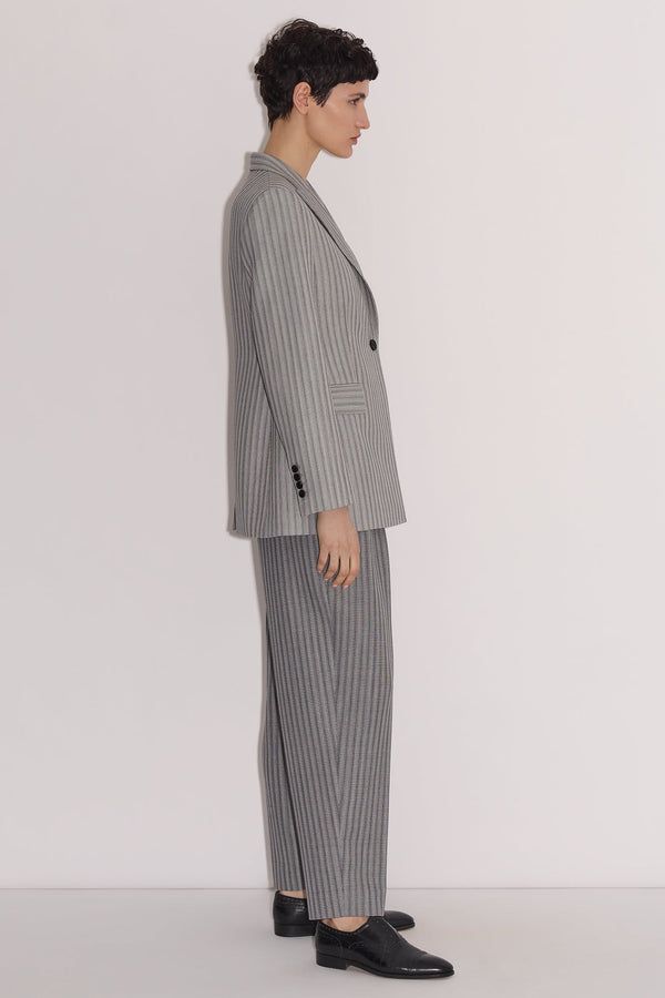 Nellie Partow Bow Jacket Light Grey Stripe