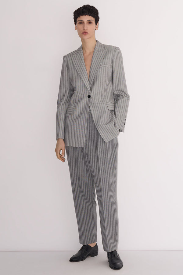 nellie partow Bow Jacket Light Grey Stripe