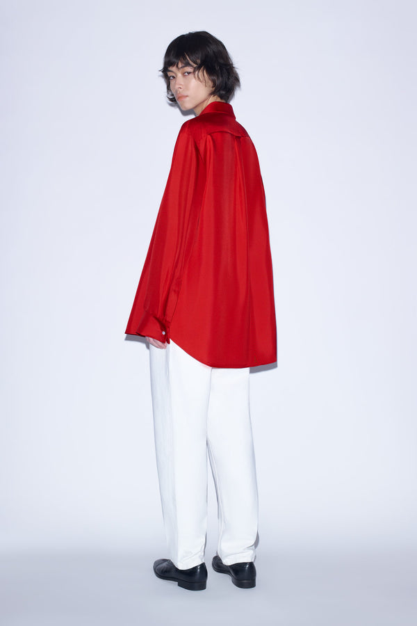 Nellie Partow Dahlia Shirt Scarlet