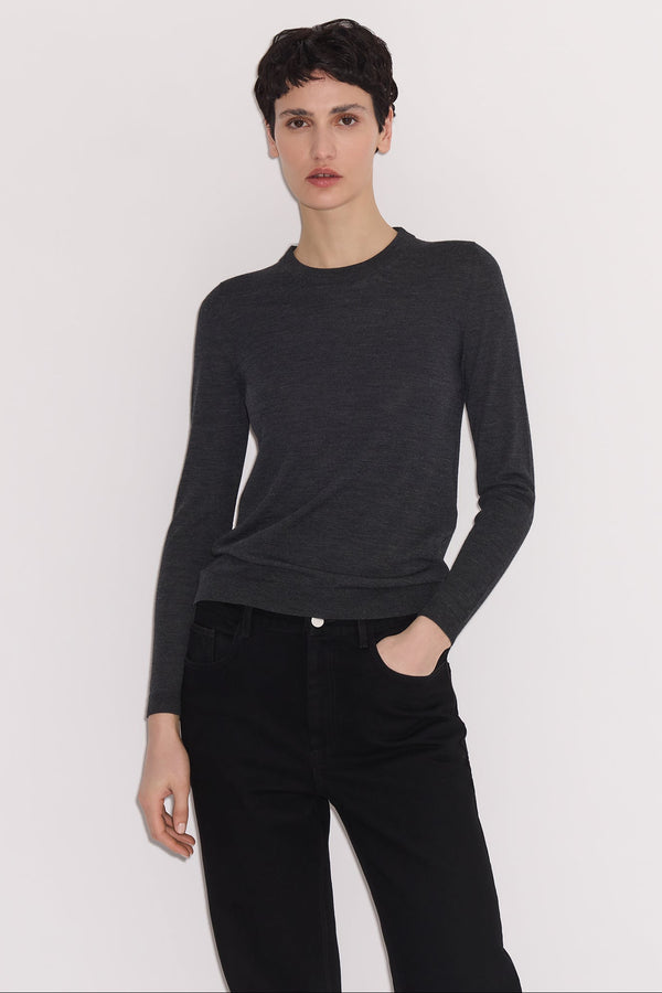 Nellie Partow Greta Sweater Charcoal Grey Melange