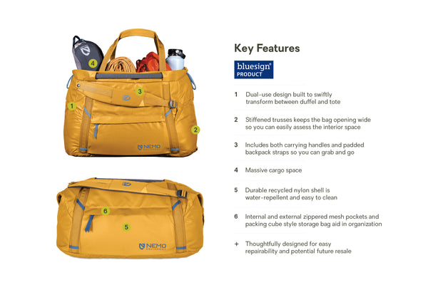 Nemo Equipment Double Haul™  55L Convertible Duffel & Tote
